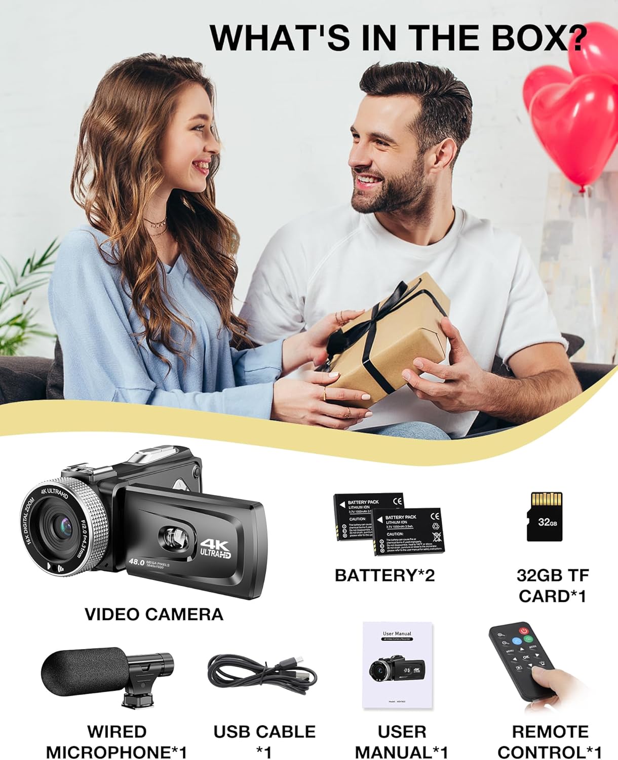 Video Camera 4K Camcorder 48MP